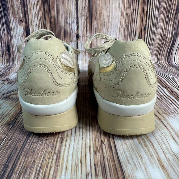 Skechers VITA WEDGE Womens Size 7.5 Gold Sneakers Athletic Casual Shoes 48770 - Picture 4 of 10